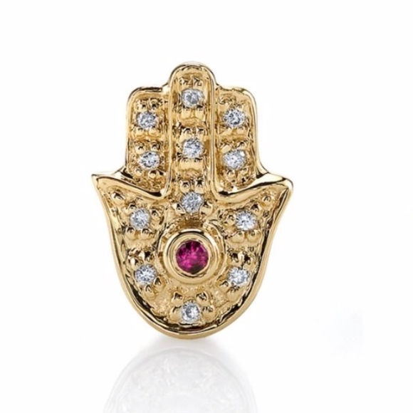 new in pouch! hamsa post stud earrings dainty minimalist evil eye protection - Picture 3 of 5